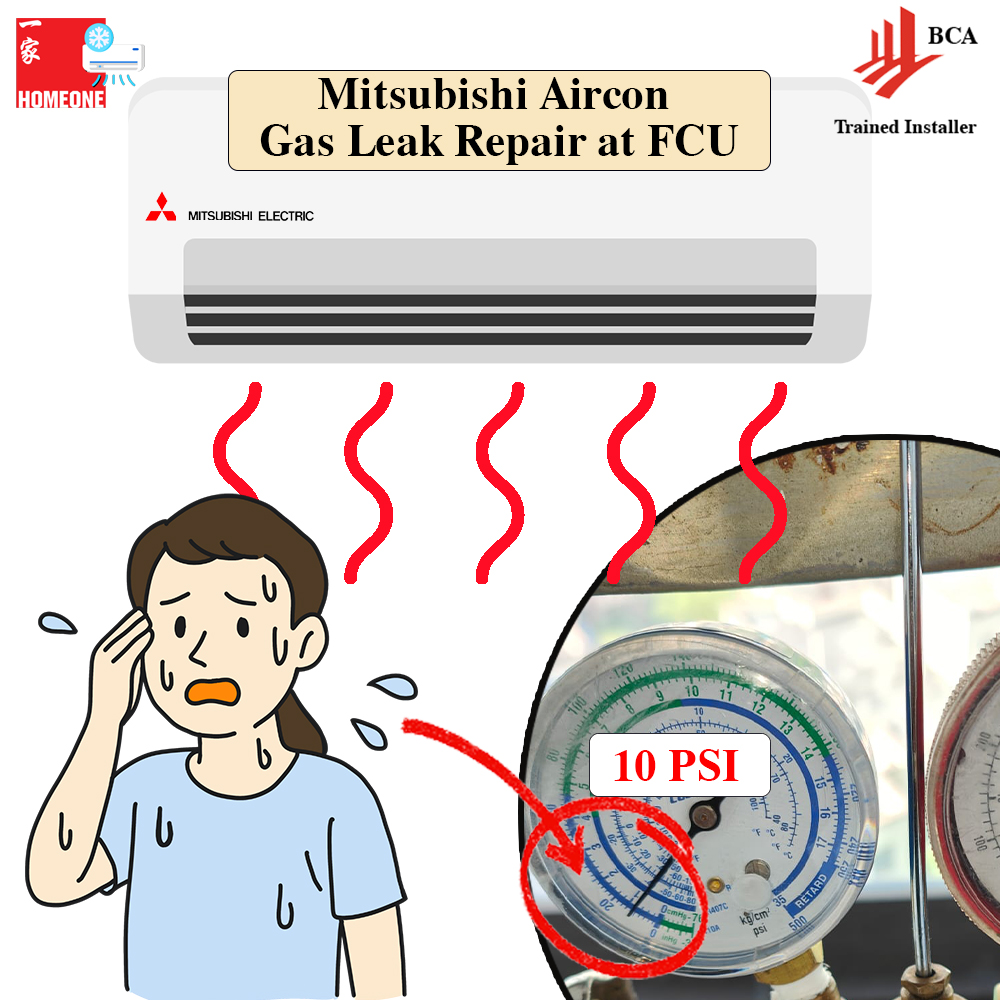 Mitsubishi Aircon gas leak repair at FCU-00